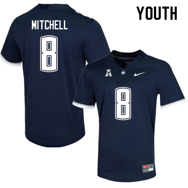 Youth #8 Jackson Mitchell Uconn Huskies College Football Jerseys Sale-Navy - Click Image to Close